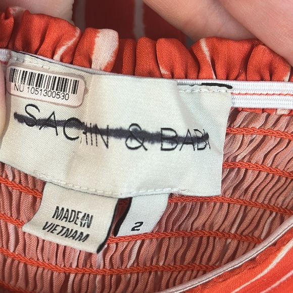 Sacking & Babi Reid Dress Striped Orange Shibori- Anthropologie Size 2 - Picture 15 of 16